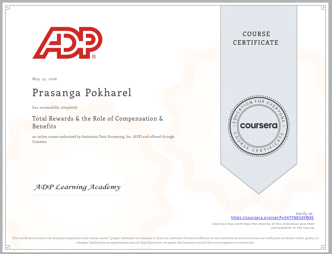ADP Certified Analyst certificate